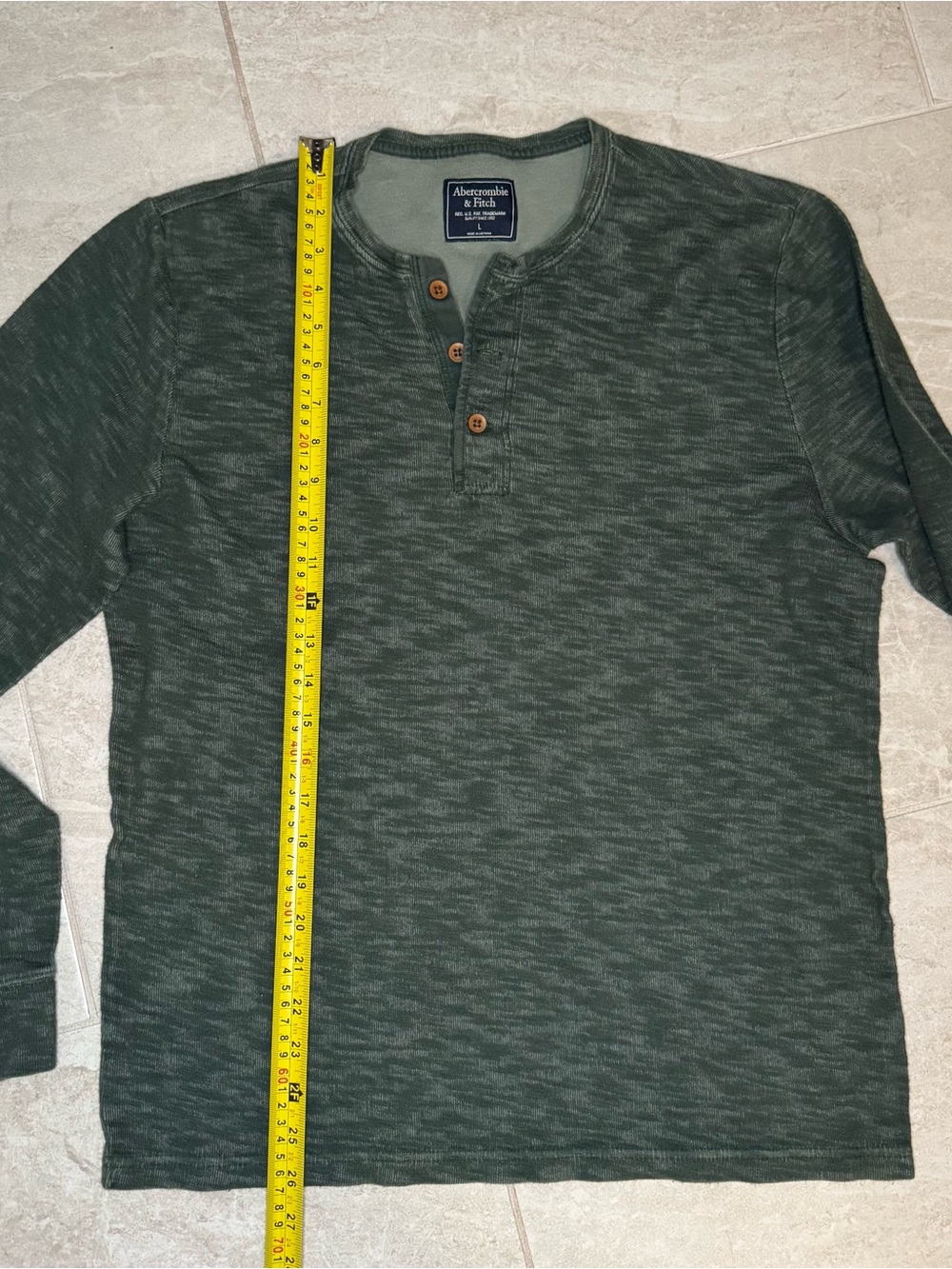 Abercrombie & Fitch Dark Green Long-Sleeve Henley